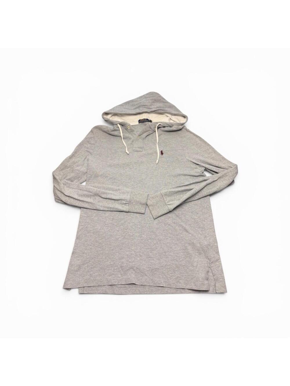 Polo Ralph Lauren Hooded Shirt Mens S Long Sleeve Pony Logo Hoodie White